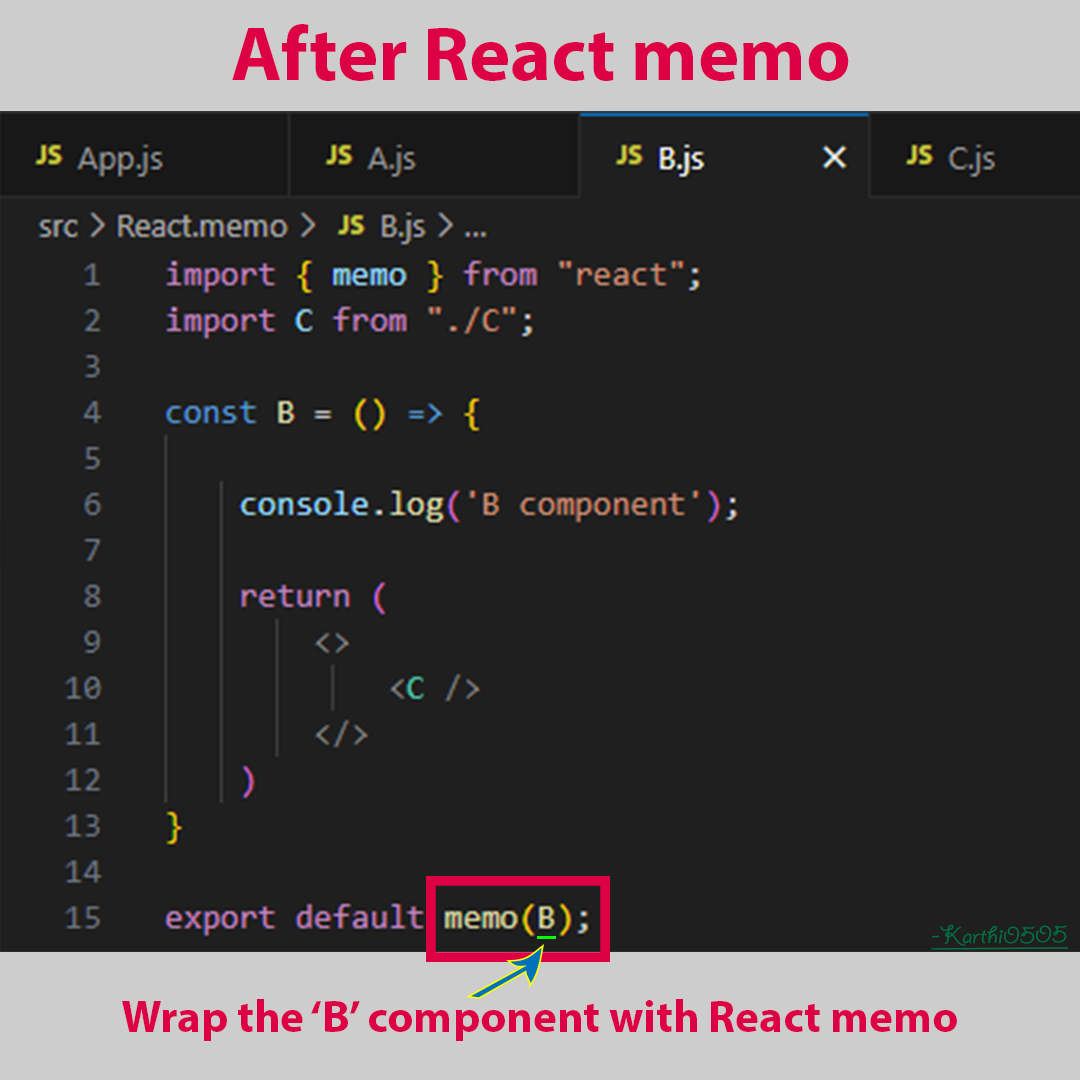 B component - wrapped with memo()